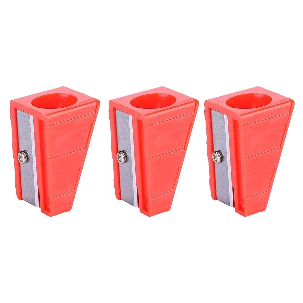 Alomejor Cue Tip Trimmer 3pcs Portable Billiard Cue Tip Repair Shaper Trimmer Tool Pencil Sharpener Design for Billiard Pool Cue Snooker Tips(Red)
