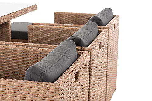 CLP XXL Polyrattan-Sitzgruppe Maui | Gartengarnitur bestehend aus 6 Sesseln, 4 Hockern und einem Esstisch | Sitzgruppe… – Bild 8