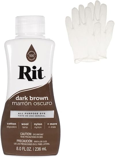 Craft County Rit Dye Liquid Fabric Dye 8 oz Dark Brown with Gloves
