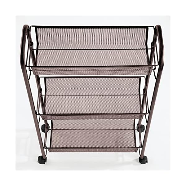 mDesign Rolling Utility Trolley with 3 Levels for Better Home Organisation – Metal Storage Shelf Unit for Laundry…