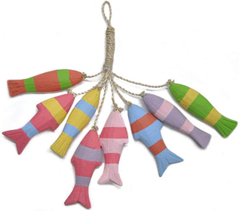 Nautical Tropical Imports Fish Garland 8 Piece on a Rope Hanging Decor Key West Color Scheme