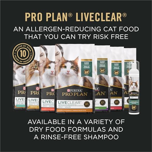 PURINA PRO PLAN LIVECLEAR SENIOR CAT FOOD 7+ CAT ALLERGEN REDUCER PRIME PLUS CHICKEN AND RICE FORMULA – 3.2 LB. BAG