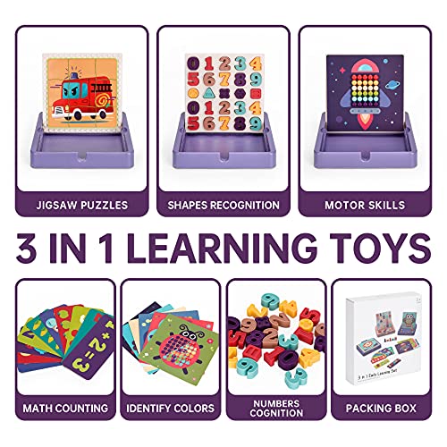 YuanLeBao Montessori Toy for Toddlers,Preschool Button Art Toy,Early Learning Board Toy-symbol,shape,graphic,math card,puzzles,Educational Toys Color Recognition Games,STEM gift toys for kids aged 3-8