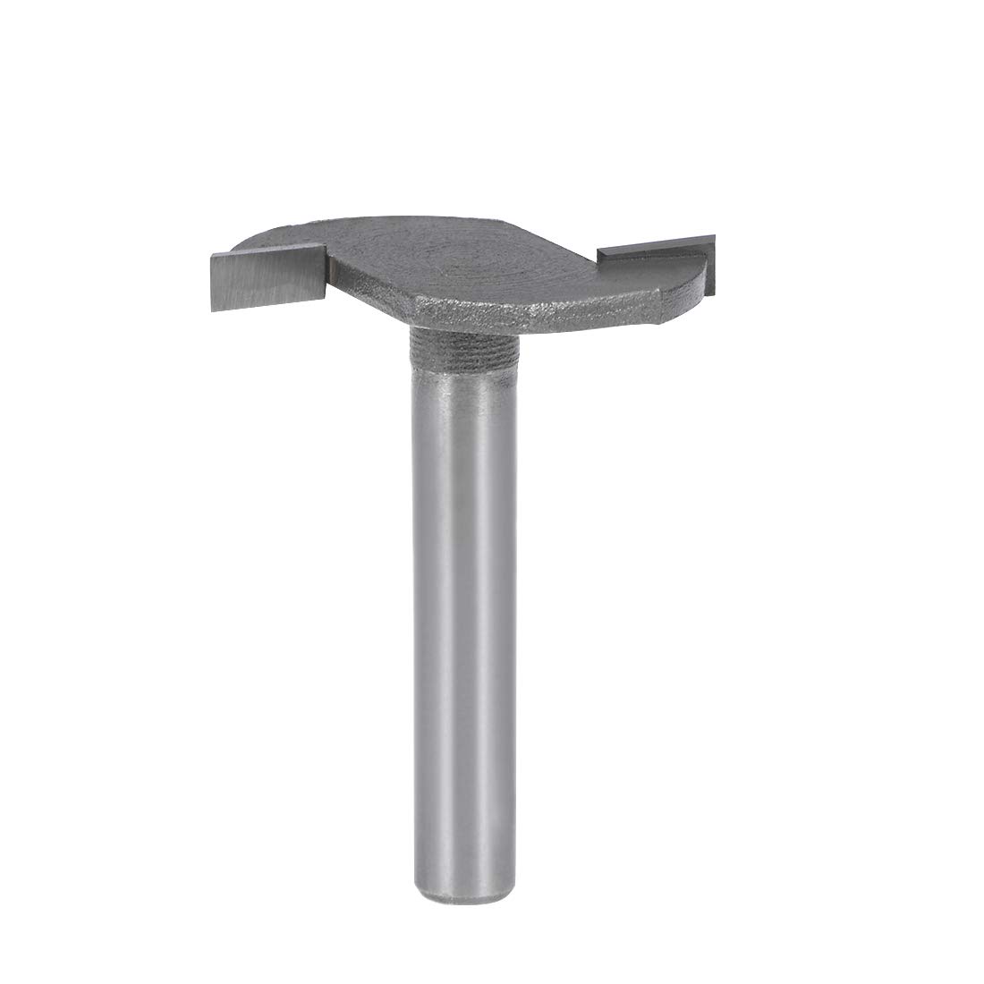 sourcing map 1/4" Shank T Slot Router Bit 1/8" Cutting Depth, 2 Flutes High Speed Steel T Track Router Cutter (Gray)