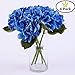S.Ena, 6 Branch 30 Heads Artificial Silk Fake Flowers Leaf Hydrangea Wedding Floral Home Decor Bouquet Birthday Party DIY, Pack of 4 (Blue)