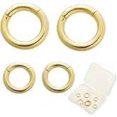 SUNNYCLUE 1 Box 8Pcs 18K Gold Plated Spring O Ring Round Carabiners Trigger Spring O Rings Keychain Ring Round Snap Clasps Metal Spring Gate Rings for Jewelry Making Keyring Bags Purses DIY Craft