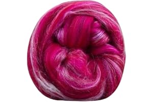 Revolution Fibers – Constellation Range Roving (8 Ounces) | Multicolored Tonal Blend of 70% Dyed Merino and 30% Tussah Silk Combed Top | Soft Fiber for Felting, Spinning, Knitting (Aries Pink)