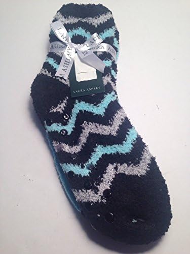 Adorable Chevron Stripe Design "SLIPPER SOCKS" 2 pair, Black, Grey, Aqua