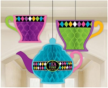Mad Tea Party Teacup Honeycomb Decorations (3pc)