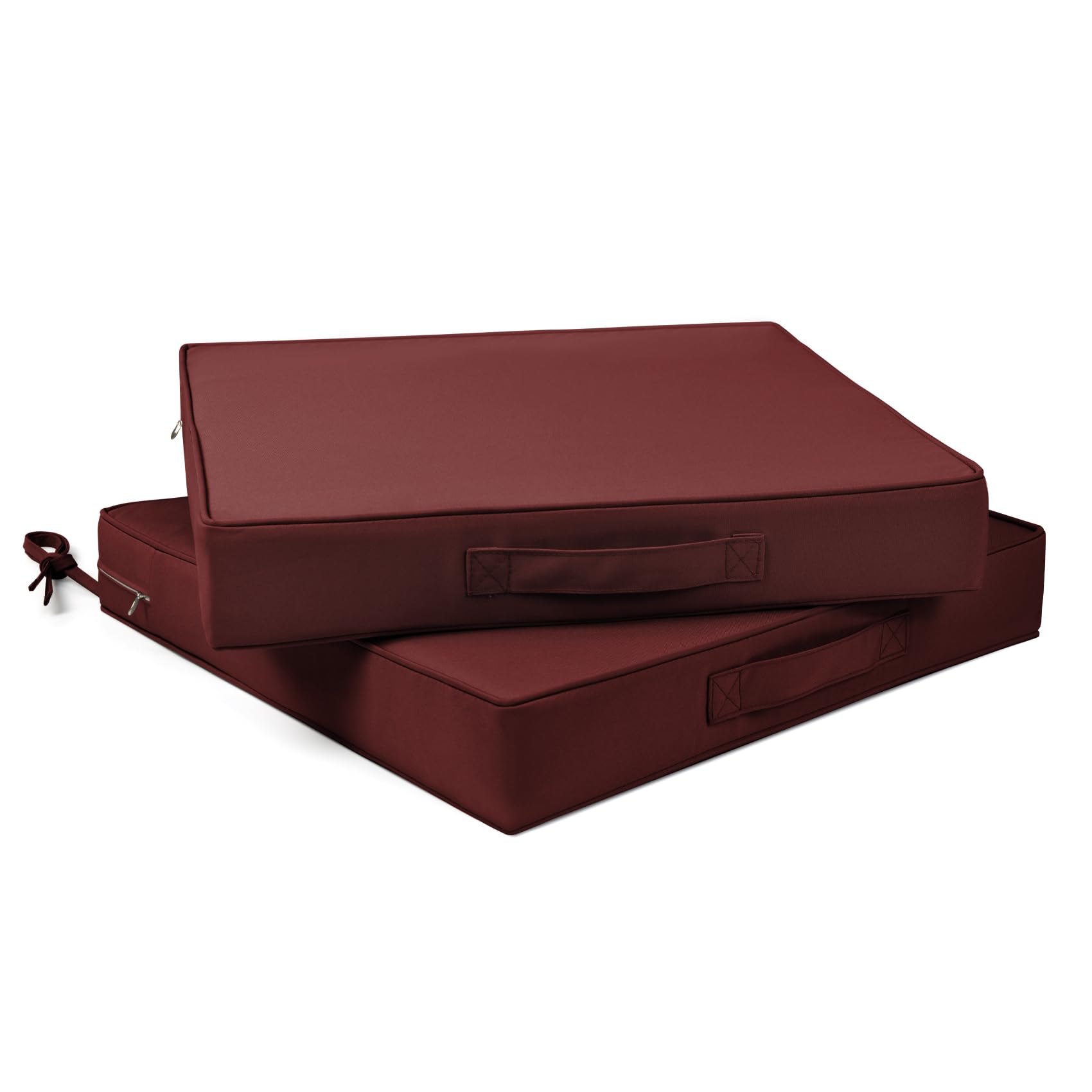 Parkerly Outdoor Chair Cushion 19 x 19 x 3 Inch Waterproof Patio Chair Cushions Set of 2 Double Piping Outdoor Seat Cushions for Patio Furniture Garden Sofa with Ties, Red