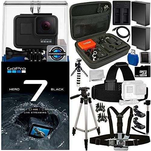 GoPro HERO7 Hero 7 Black 20PC Accessory Bundle - Includes 64GB microSD Memory Card + High Speed Memory Card Reader + Memory Card Wallet + 2X Replacement Batteries + More