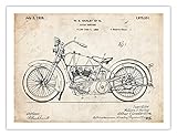 HARLEY DAVIDSON 1928 MOTORCYCLE POSTER US Patent Art Poster Print HD Vintage H-D Reproduction Gift, 18 by 24 inches