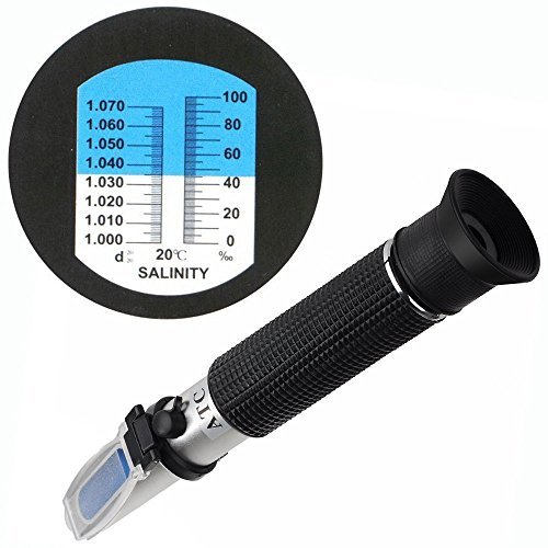 Bubblefin Salt Salinity Refractometer - Dual Scale 0% - 10% & 1.0 to 1.070 S.G. Specific Gravity Hydrometer with ATC Automatic Temperature Compensation