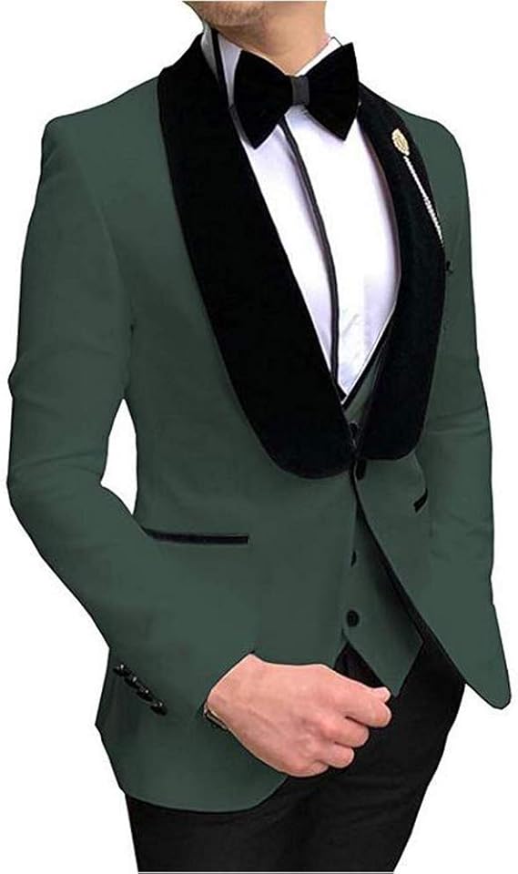 Men's Shawl Lapel 3 Pieces Business Suits Slim Fit Groom Tuxedos