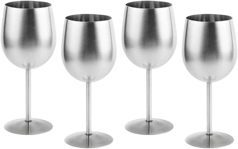 Fenteer 4x Premium 18/8 Stainless Steel Wine Glasses 15oz DoubleWalled