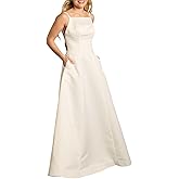 David's Bridal Satin A-Line Open Back Wedding Dress