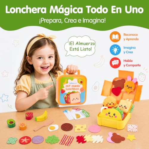 hahaland Food Toy for Children's Kitchen with Cuttable Fruits 3 Years+ | 43 Pieces, with Menu and Lunch Box, Kitchen Accessories, Creative Role Play, Easy to Store, Gift Girls 3-5 Years