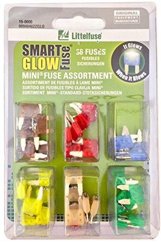 Littelfuse 00940462ZGLO MINI Smart Glow Blade Style Assorted Multi-Pack Fuse - 36 Piece