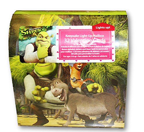 Valentine's Day Light Mailbox with 32 Valentine Cards (Shrek)