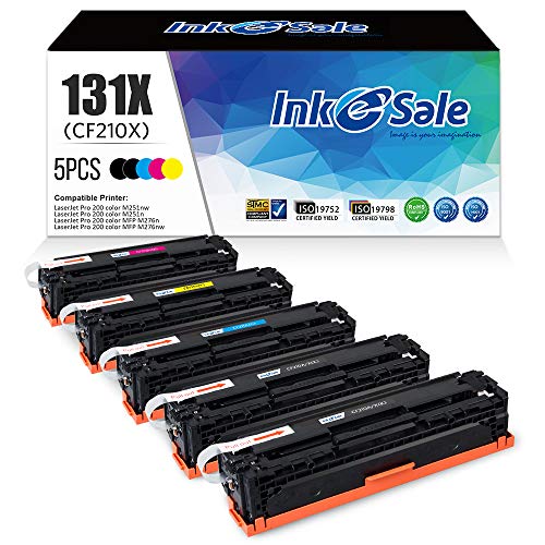 Photo 1 of INK E-SALE 5PK Remanufactured Toner Cartridge Replacement for HP 131A 131X CF210A CF210X CF211A CF212A CF213A Toner High Yield Set for HP LaserJet Pro 200 M251n M251nw M251 MFP M276nw M276n Printer
