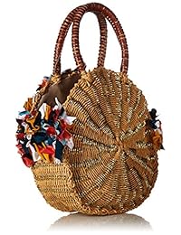 Sam edelman paja redonda para mujer Kiran bolsa w   RAW tela detalle