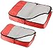 Amazon Basics Packing Cubes for Travel, Packing Organizers Set, 4-Piece-Set (2 Medium And 2 Large) With Double Zipper Pulls and Mesh Top Panel, 100% Durable Polyester, Red