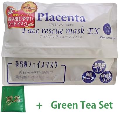 Face Rescue Face Mask EX Placenta - 40pcs (Green Tea Set)