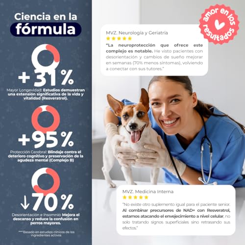 Waggy’s NAD+ - Suplemento Longevidad y Antiedad Perros | Energía, Prevención y Función Cognitiva | Salud Celular y Vitalidad | Precursor NAD+, Complejo B, Resveratrol y Colágeno | 60 Soft Chews