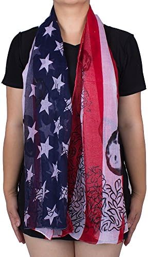 American Flag and Skull Pattern Womens Scarf
