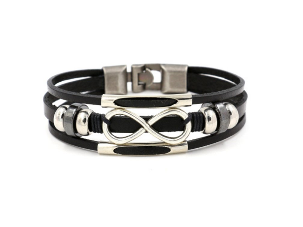 HONGCI Black Alloy Anchor Viking Cord Ropes Vintage Cuff Bangle Bracele