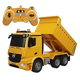 6 Channel 2.4G RC Dump Truck Authorized by Mercedes-Benz Arocs Professional Full Function with LED Lights and Simulation Sound Truck Model
