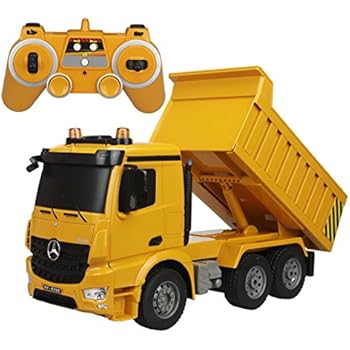 fisca Remote Control Truck 1/20 Scale 6 Channel 2.4Ghz RC Dump Truck Authorized by Mercedes-Benz Construction Vehicle Toy Machine Model with LED Lights and Simulation Sound for Kids