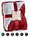 Genteele Sherpa Throw Blanket Super Soft Reversible Ultra Luxurious Plush Blanket, 60 x 70 inches, Rich Burgundy Red/White