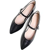 Stunner Women's Mary Jane Flats Fashion Pointed Toe Ballet Flats Comfort Buckle Strap Walk Flats