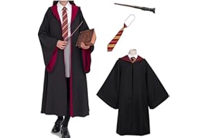 MLTAO Magician Cloak with Tie Wand Magical Robe School Outfit Cape Witch Wizard World Halloween Costume Teens Women Men