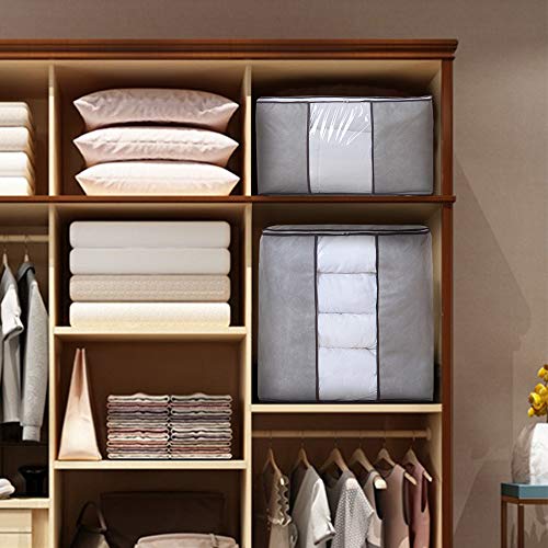 Daily Treasures 4 Pack Breathable Blanket Storage Bag Foldable Household Home Organizers for Clothes,Bedding,Sheets