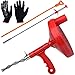 Gesoon Drum Auger Plumbing Snake/ 23-Ft Durable Steel Heavy Duty Drain Snake Cable - Also Includes Stainless Steel Drain Clog Remover, Plastic Srain Snake Tool and Work Gloves