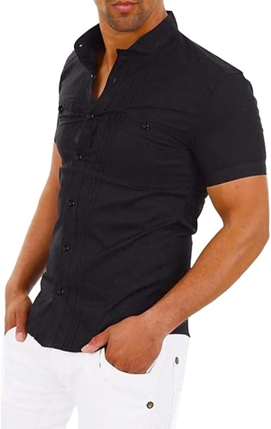 Camisa de lino PPangUDing Camisetas de hombre Camisa de ocio ...