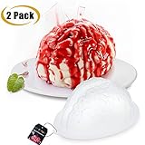 Brain Jello Gelatin Mold,2 Pack Large Human Zombie Brain Mold for Cake Candy,Plastic Halloween Baking Brain Prop Decorations Standard for Kids Adult
