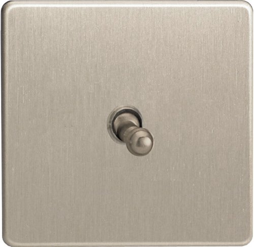 Varilight - 1G 1 or 2W 10A Classic Toggle Switch Dimension Screwless Matt Chrome - XDST1S