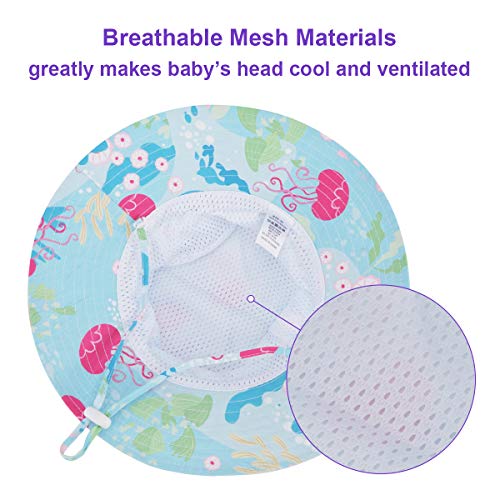 Kirecoo Baby Sun Hat, Toddler Breathable Bucket Hat Cap with a Mesh Storage Bag (Jelly Fish, 12-24 Months)