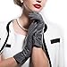MATSU Classic Women Winter Warm Lambskin Leather Ruched Driving Gloves(Long fleece/Nylon lining) M9021