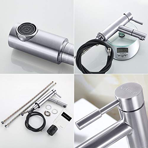KIMIUP Bathroom Faucet with Sprayer, Pull Down Kitchen Sink Faucets