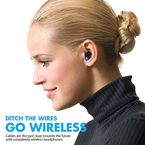 Wireless Earbuds, Cshidworld Bluetooth 5.0 Headphones Noise Cancelling Mini Headset IPX5 Sweatproof Invisible Sports in Ear Earphones with Built-in Mic for Smartphones Laptop