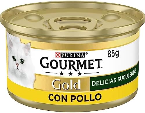 Purina Gourmet Gold Delicias Suculentas, Comida Húmeda para Gato con Pollo, 24 latas de 85g