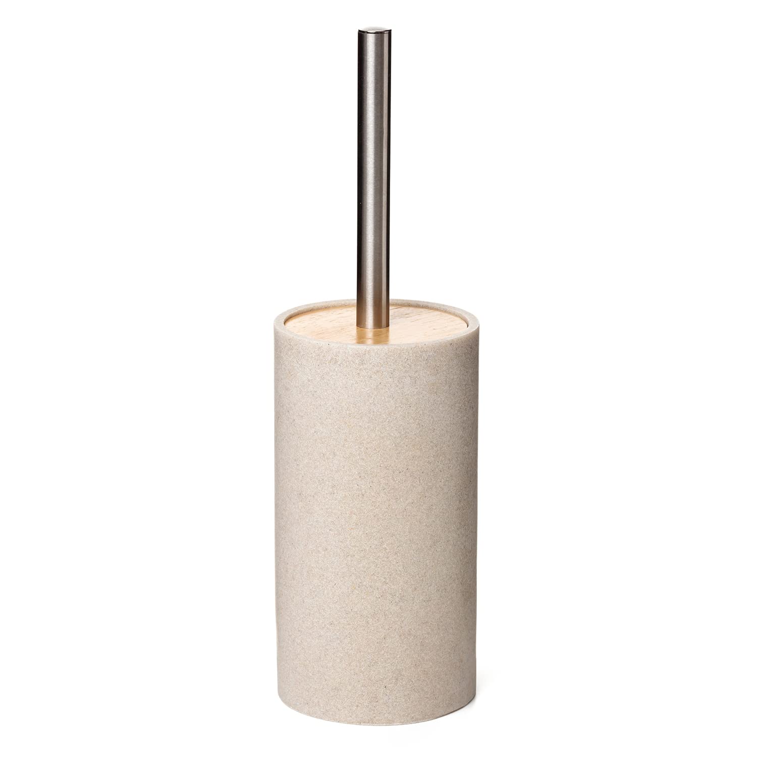 TATAY Toilet Brush | High-Strength Polyresin | Decorative and Elegant Design | Functional Toilet Brushes | 9.8 x 9.8 x 32.2 cm - Bora Collection - Beige