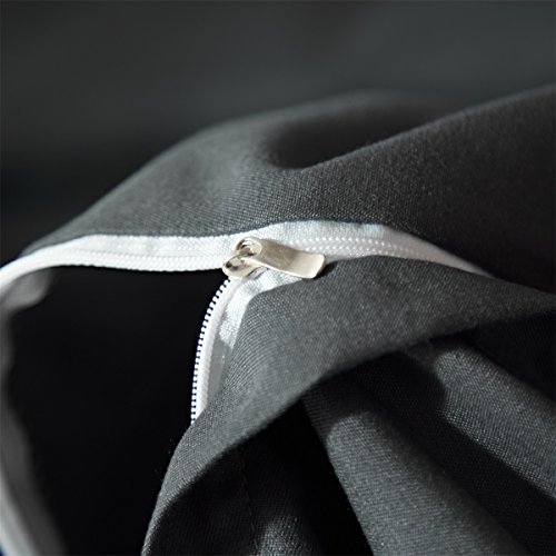 Hyprest Queen Duvet Cover Set Lightweight Soft Solid Color 3PC Bedding Set with Exquisite Flouncing Dark grey