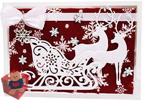 Christmas Deer Cutting Dies for Card Making，Christmas Deer Cutting Dies Cut Stencils for DIY Scrapbooking Photo Album Decorative Embossing Paper Dies for Card Making Templated+Cute Brooch Pin — image 1
