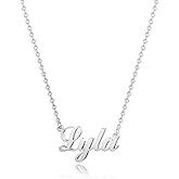 Hidepoo 18K Gold Plated Name Necklace - Lyla for Women, Silver Name Necklaces