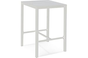 Soleil Jardin Bar Table High Top Table with All-Aluminum Frame Square Pub Table for Indoor & Outdoor Use, Easy Assembly & Low Maintenance, White
